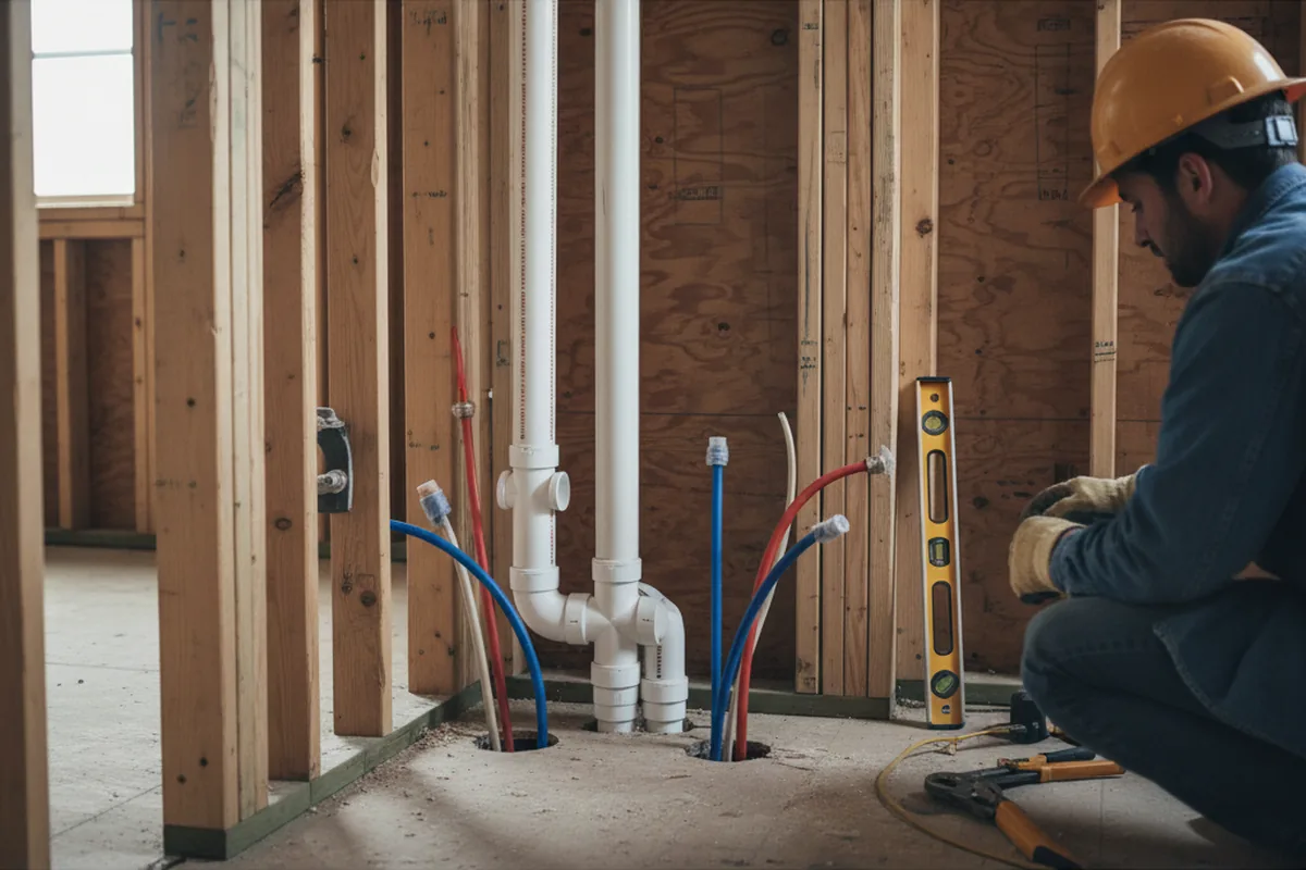Drain and supply rough-in during Garbage Disposal Repair in Cheney